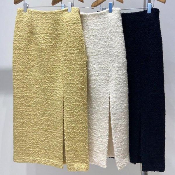 dresses winter small fragrance tweed woolen split skirts women high waist package hip ol knee length, Black;gray
dresses winter small fragrance tweed woolen split skirts women high waist package hip ol knee length, Black;gray