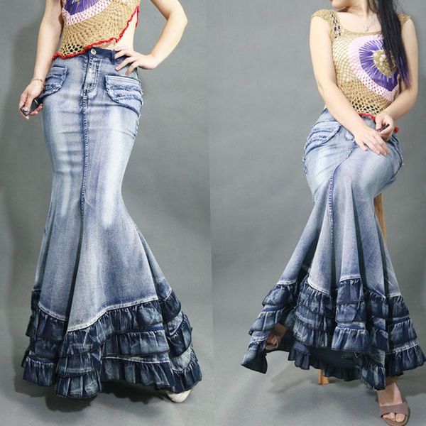 dresses 2022 new fashion long maxi vintage fish tail mermaid style denim skirt for women ruffles s2xl stretch jeans skirt, White;black
dresses 2022 new fashion long maxi vintage fish tail mermaid style denim skirt for women ruffles s2xl stretch jeans skirt, White;black