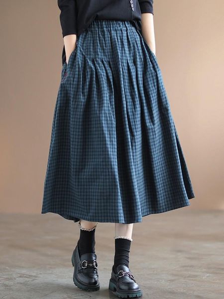 dresses women cotton linen casual skirts new arrival 2022 spring vintage style plaid print high waist female aline long skirt b1652, Black;gray
dresses women cotton linen casual skirts new arrival 2022 spring vintage style plaid print high waist female aline long skirt b1652, Black;gray