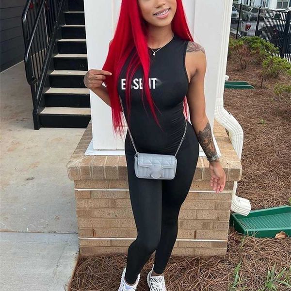 women active jumpsuits designer 2023 new casual sleeveless round neck letter printed tight rompers full length, Black;white
women active jumpsuits designer 2023 new casual sleeveless round neck letter printed tight rompers full length, Black;white