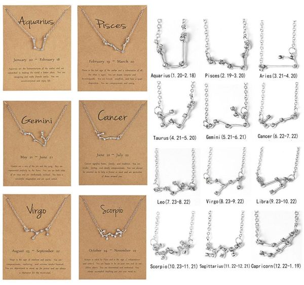 12 constellation zodiac necklace horoscope sign zircon korean jewelry star galaxy libra astrology women gift with retail card7997588, Silver
12 constellation zodiac necklace horoscope sign zircon korean jewelry star galaxy libra astrology women gift with retail card7997588, Silver