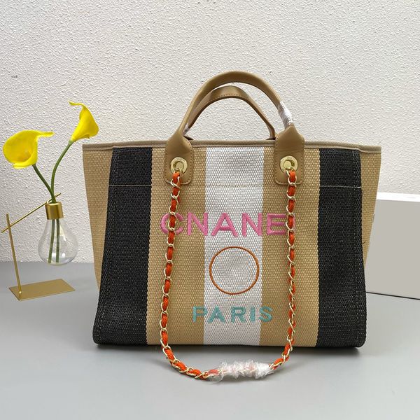 womens two-tone canvas beach shopping bags deauville clutch with chain gold metal hardware crossbody shoulder handbags handle totes large po
womens two-tone canvas beach shopping bags deauville clutch with chain gold metal hardware crossbody shoulder handbags handle totes large po