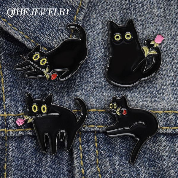 black cat rose punk enamel pin animals badge lapel clothes jewelry friends custom backpack hat accessories lovely brooch, Gray
black cat rose punk enamel pin animals badge lapel clothes jewelry friends custom backpack hat accessories lovely brooch, Gray