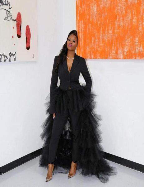 2 pieces women black pants suit evening dresses with tiered train 2022 deep v neck long sleeves evening formal occasion gowns prom4265938, Black;red
2 pieces women black pants suit evening dresses with tiered train 2022 deep v neck long sleeves evening formal occasion gowns prom4265938, Black;red