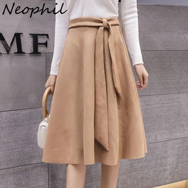 dresses neophil 2023 winter women fashion suede midi skirts high waist bow sashes flare aline pleated casual elegant female skirt s9924, Black;gray
dresses neophil 2023 winter women fashion suede midi skirts high waist bow sashes flare aline pleated casual elegant female skirt s9924, Black;gray
