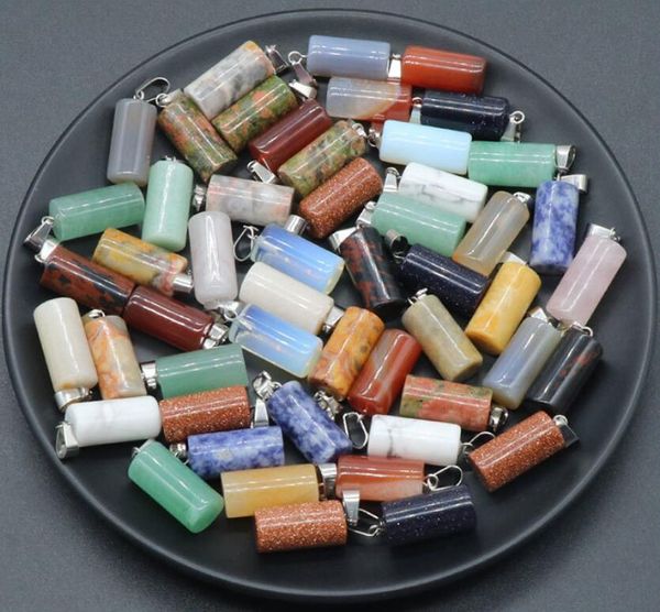 natural crystal stone cylinder charms aventurine rose quartz tiger's eye opal agate pendants diy necklace jewelry making, Bronze;silver
natural crystal stone cylinder charms aventurine rose quartz tiger's eye opal agate pendants diy necklace jewelry making, Bronze;silver
