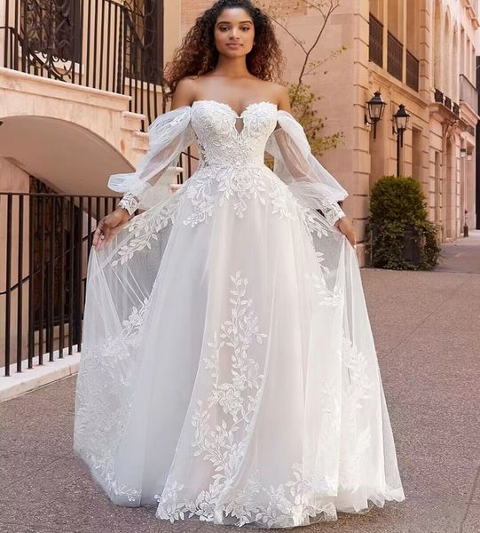 wedding dress 2023 a-line lace for bride sweetheart lace appliques bridal gowns with detachable sleeves custom made plus sizes vestidos de n, White
wedding dress 2023 a-line lace for bride sweetheart lace appliques bridal gowns with detachable sleeves custom made plus sizes vestidos de n, White