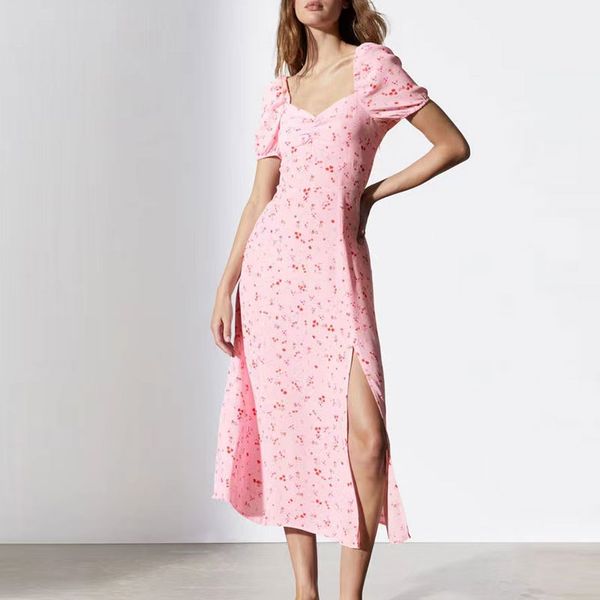 2023 designer maxim party summer dresses for women french bubble sleeves with split waist and floral print mid length dress designer robe, Black;gray
2023 designer maxim party summer dresses for women french bubble sleeves with split waist and floral print mid length dress designer robe, Black;gray
