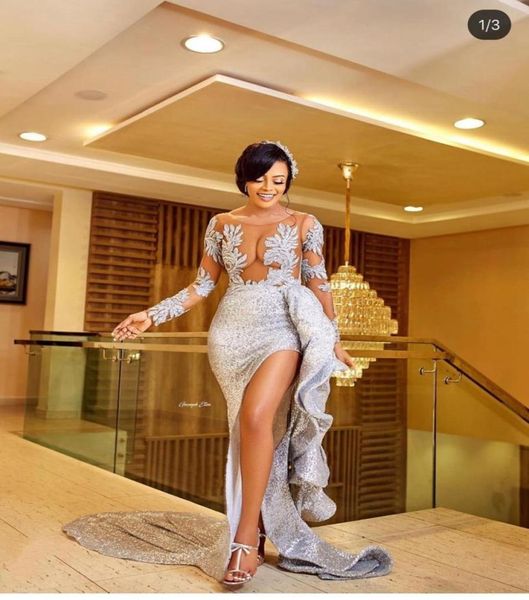 silver sequined mermaid african evening dresses 2021 see thru full sleeves lace gowns ruffles split dress3813014, Black;red
silver sequined mermaid african evening dresses 2021 see thru full sleeves lace gowns ruffles split dress3813014, Black;red
