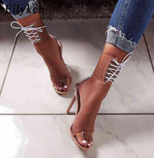 eilyken 2022 pvc jelly laceup sandals open toed high heels women transparent heel sandals party pumps 11cm s promotion h9710991, Black
eilyken 2022 pvc jelly laceup sandals open toed high heels women transparent heel sandals party pumps 11cm s promotion h9710991, Black