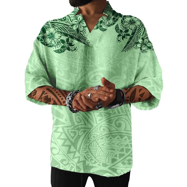 green plumeria print vneck oversized t shirt polynesian samoan tradition pattern summer t shirt sport for men hk, White;black 
green plumeria print vneck oversized t shirt polynesian samoan tradition pattern summer t shirt sport for men hk, White;black