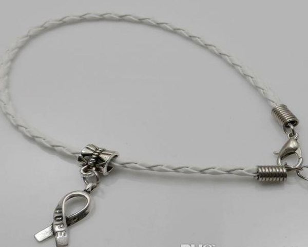 100pcslot hope breast cancer awareness ribbon charm pendant leather rope cham bracelet fit for european bracelet handmade craft d3778039, Golden;silver
100pcslot hope breast cancer awareness ribbon charm pendant leather rope cham bracelet fit for european bracelet handmade craft d3778039, Golden;silver
