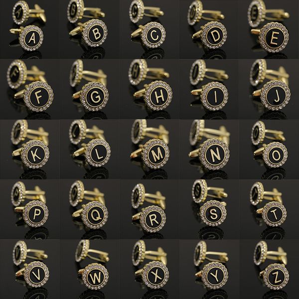 fashion 26 english letters gold french cufflink designer man alloy black oval enamel rhinestone round shirt business suit mens cufflinks jew, Silver
fashion 26 english letters gold french cufflink designer man alloy black oval enamel rhinestone round shirt business suit mens cufflinks jew, Silver