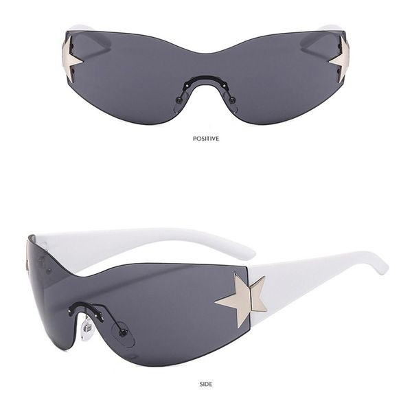 new punk one piece sunglasses goggle new y2k rimless sun glasses 2000's shades eyewear uv400 female designer five star eyeglasses, White;black
new punk one piece sunglasses goggle new y2k rimless sun glasses 2000's shades eyewear uv400 female designer five star eyeglasses, White;black