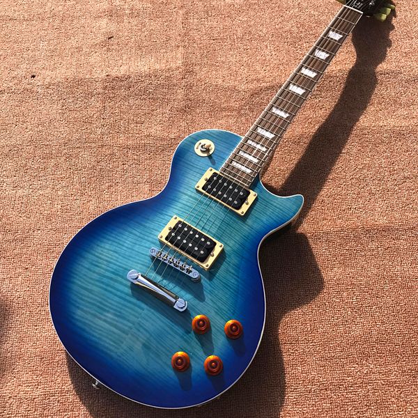 custom shop, flame maple blue lp standard electric guitars, silver hardware, guitars, 01
custom shop, flame maple blue lp standard electric guitars, silver hardware, guitars, 01