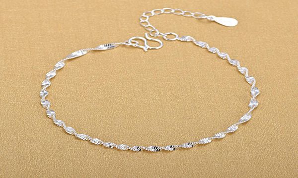925 sterling silver fashion simple elegant ed link chain bracelets jewelry for woman wave anklet gifts4077795, Black
925 sterling silver fashion simple elegant ed link chain bracelets jewelry for woman wave anklet gifts4077795, Black