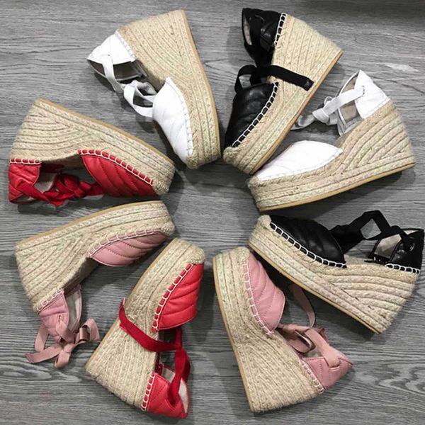 2023 high-heeled sandals twine braided cross strap fisherman shoes designer thick bottom light wild wedge comfortable canvas shoes with box, Black
2023 high-heeled sandals twine braided cross strap fisherman shoes designer thick bottom light wild wedge comfortable canvas shoes with box, Black