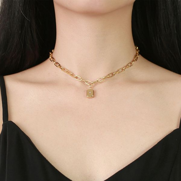 women's ckoker necklace personalized and trendy stainless steel square pendant necklace inlay cubic zirconia with extended chain jewelr, Golden;silver
women's ckoker necklace personalized and trendy stainless steel square pendant necklace inlay cubic zirconia with extended chain jewelr, Golden;silver