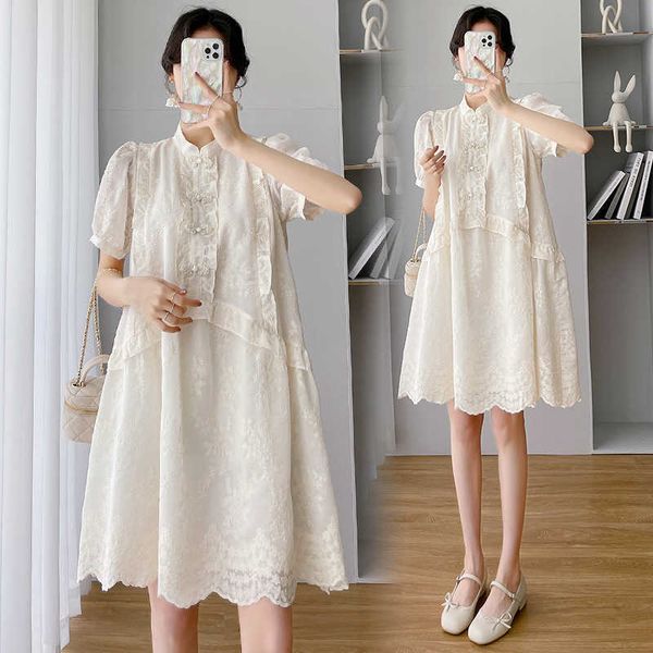 maternity dresses summer new pregnant women's dress loose plus size retro qipao style improvement pregnant women's solid standing, White
maternity dresses summer new pregnant women's dress loose plus size retro qipao style improvement pregnant women's solid standing, White
