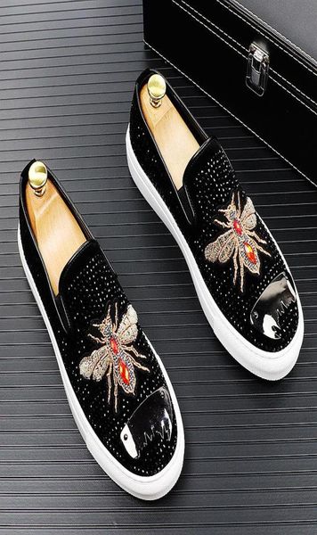 men039s fashion suede leather embroidery rhinestone bees loafers mens casual printed moccasins shoes man party driving flats dr3448779, Black
men039s fashion suede leather embroidery rhinestone bees loafers mens casual printed moccasins shoes man party driving flats dr3448779, Black