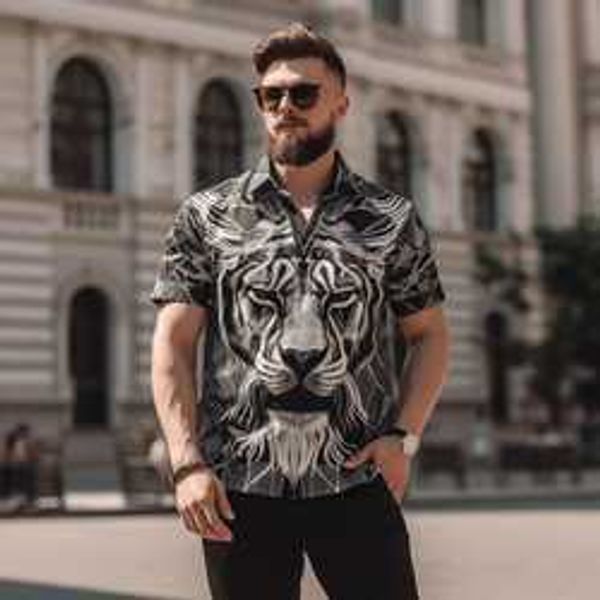 lion printed custom men's shirts new fashion long sleeve shirt plus size single button turn down spring men clothing qdv, White;black
lion printed custom men's shirts new fashion long sleeve shirt plus size single button turn down spring men clothing qdv, White;black