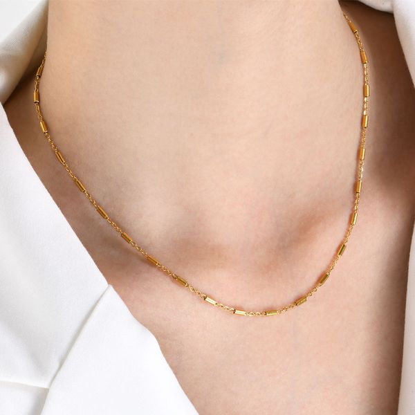 women's necklace personalized and trendy stainless steel cylindrical joint thin chain necklace with extended chain jewelry gift yw39nc-, Golden;silver
women's necklace personalized and trendy stainless steel cylindrical joint thin chain necklace with extended chain jewelry gift yw39nc-, Golden;silver