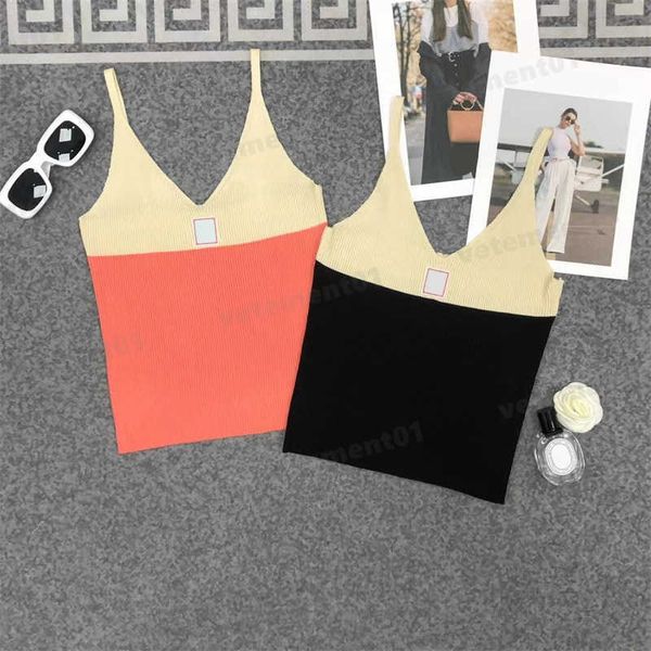 fashion knit tees women knitwear tank clashing colour blocking small logo decoration sleeveless camisole ladies designer womens clothes, White
fashion knit tees women knitwear tank clashing colour blocking small logo decoration sleeveless camisole ladies designer womens clothes, White