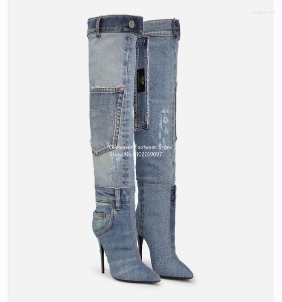 boots women patchwork denim knee high pointed toe stiletto comfort fashion autumn winter plus size 3443 arrival 20234899838, Black
boots women patchwork denim knee high pointed toe stiletto comfort fashion autumn winter plus size 3443 arrival 20234899838, Black