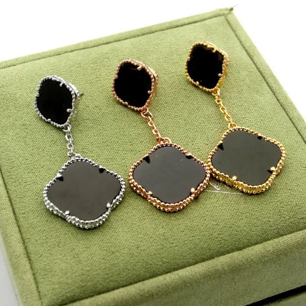 women luxury brand designer stud double four-leaf flowers fashion earrings titanium steel lover gifts engagement ea, Golden;silver
women luxury brand designer stud double four-leaf flowers fashion earrings titanium steel lover gifts engagement ea, Golden;silver