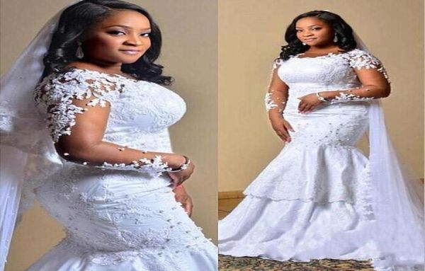 south african mermaid wedding dress lace appliques sheer long sleeves bridal gowns plus size sweep train wedding vestidos custom m8363925, White
south african mermaid wedding dress lace appliques sheer long sleeves bridal gowns plus size sweep train wedding vestidos custom m8363925, White