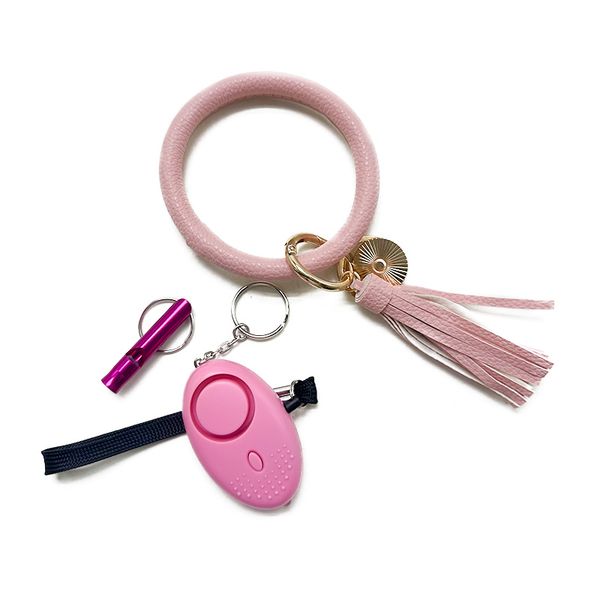 pink 8 color popular self-defense key chain 3-piece alarm leather wrist strap whistle female key chain, Silver
pink 8 color popular self-defense key chain 3-piece alarm leather wrist strap whistle female key chain, Silver