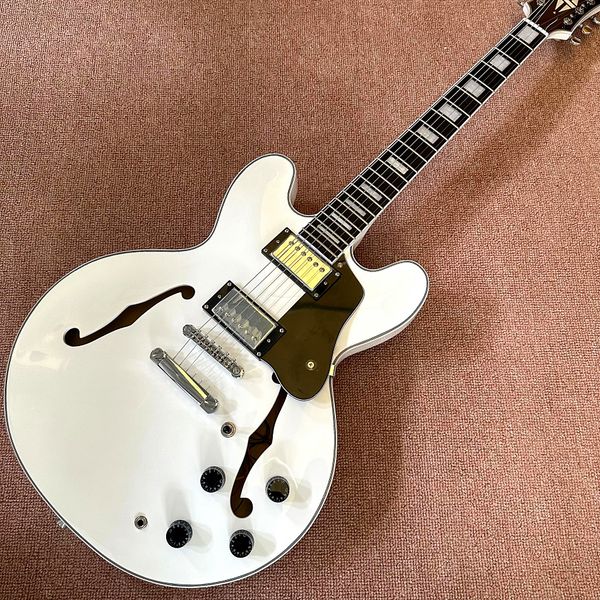 custom shop, white 335 jazz custom electric guitar, silver hardware, f-hole semi-hollow guitar, ing
custom shop, white 335 jazz custom electric guitar, silver hardware, f-hole semi-hollow guitar, ing