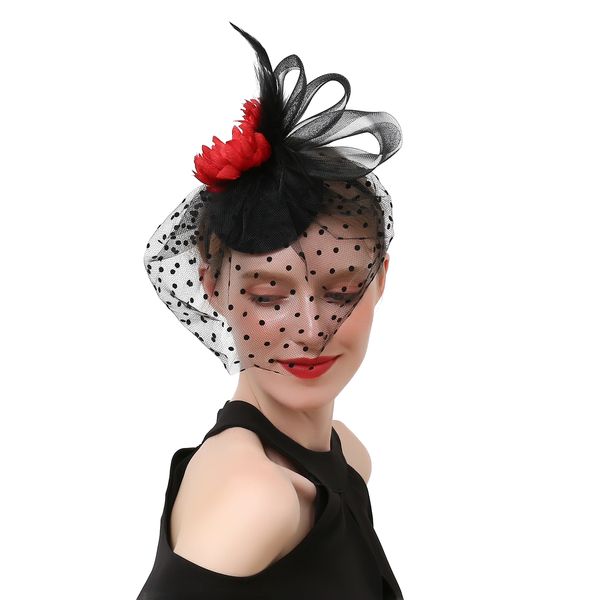 bride bridesmaid black dot veil red flower hair band hat wedding dress pgraphy stage hair hat xmz-0031-a, White
bride bridesmaid black dot veil red flower hair band hat wedding dress pgraphy stage hair hat xmz-0031-a, White