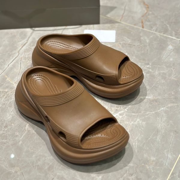 pool cro slide sandal designer slippers rubber slide embossed platform sandals with box, Black