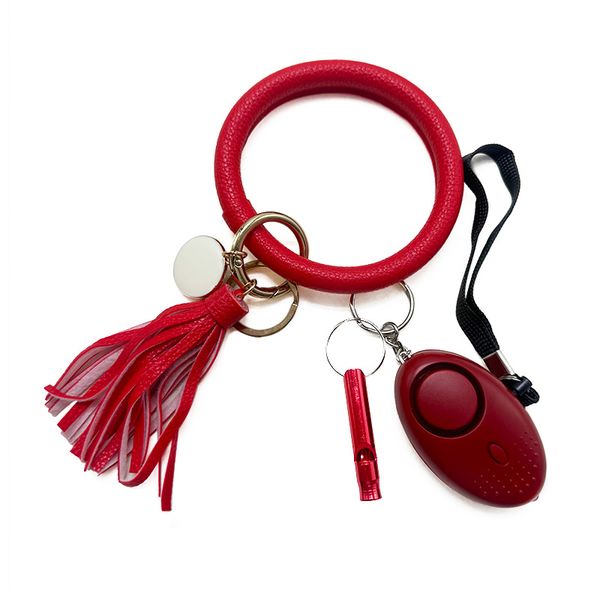 red 8 color popular self-defense key chain 3-piece alarm leather wrist strap whistle female key chain, Silver
red 8 color popular self-defense key chain 3-piece alarm leather wrist strap whistle female key chain, Silver