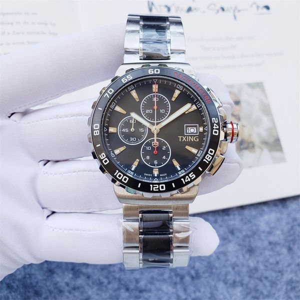 taaag 43mm sapphire glass men's designer watch 316 six hands calendar all steel quartz watch men's casual sports waterproof watch, Slivery;brown
taaag 43mm sapphire glass men's designer watch 316 six hands calendar all steel quartz watch men's casual sports waterproof watch, Slivery;brown