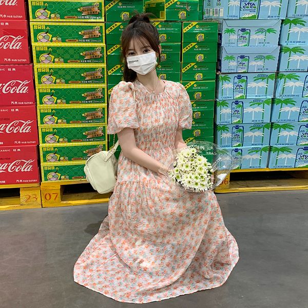 2023 new female skirt korean version of the round neck bubble sleeve floral waist collection dress, Black;gray
2023 new female skirt korean version of the round neck bubble sleeve floral waist collection dress, Black;gray