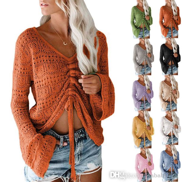2023 summer womens crop beachwear hollow out design flare sleeve drawstring knitted sweater for women, White
2023 summer womens crop beachwear hollow out design flare sleeve drawstring knitted sweater for women, White