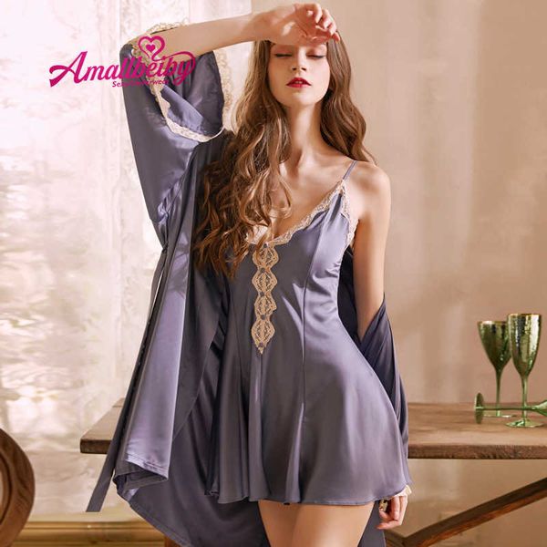 pyjamas luxury silk robe gown set summer sleepwear women bathrobe kimono lace nightdress pajamas robe sets plus size lounge wear j230601, Red;black
pyjamas luxury silk robe gown set summer sleepwear women bathrobe kimono lace nightdress pajamas robe sets plus size lounge wear j230601, Red;black