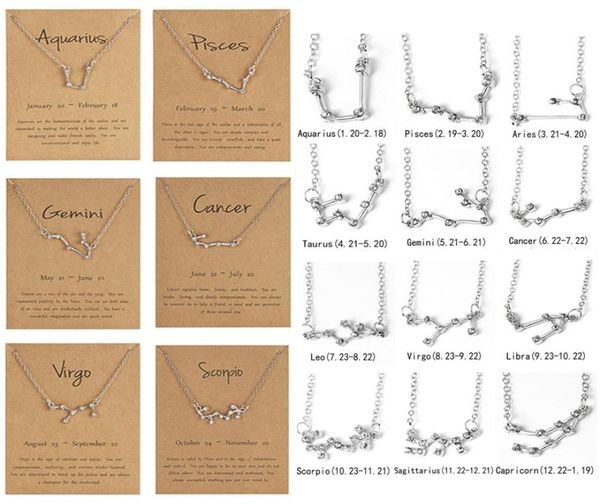 12 constellation zodiac necklace horoscope sign zircon korean jewelry star galaxy libra astrology women gift with retail card5987994, Silver
12 constellation zodiac necklace horoscope sign zircon korean jewelry star galaxy libra astrology women gift with retail card5987994, Silver