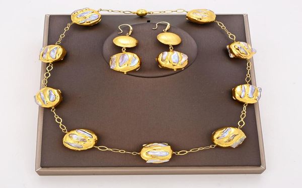 guaiguai jewelry natural freshwater white biwa pearl coin 24 kt gold plated necklace earrings sets handmade for women real jewlery6491390, Silver
guaiguai jewelry natural freshwater white biwa pearl coin 24 kt gold plated necklace earrings sets handmade for women real jewlery6491390, Silver
