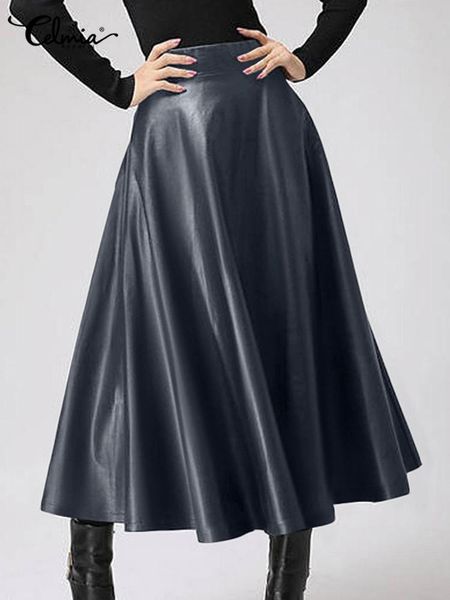 dresses women long skirts fashion leather pu skirt celmia 2023 solid office lady midi skirts elegant highwaisted party skirt bottoms, Black;gray
dresses women long skirts fashion leather pu skirt celmia 2023 solid office lady midi skirts elegant highwaisted party skirt bottoms, Black;gray