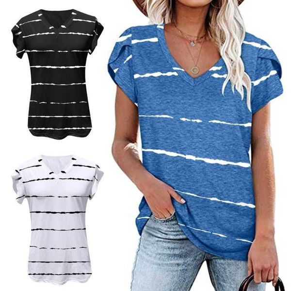 womens summer short petal sleeve blouses casual v-neck striped printed loose fit tulip sleeve tunic shirts, White
womens summer short petal sleeve blouses casual v-neck striped printed loose fit tulip sleeve tunic shirts, White