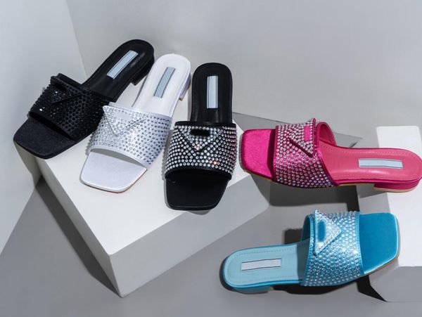 36-42 crystal embellished satin sandals women slippers triangle logo slide slip on flat mule rhinestone diamond sliders low heels flats flip, Black
36-42 crystal embellished satin sandals women slippers triangle logo slide slip on flat mule rhinestone diamond sliders low heels flats flip, Black