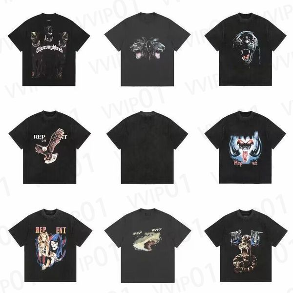 representes high street washed old american fashion vintage short sleeve t-shirt for men, White;black
representes high street washed old american fashion vintage short sleeve t-shirt for men, White;black