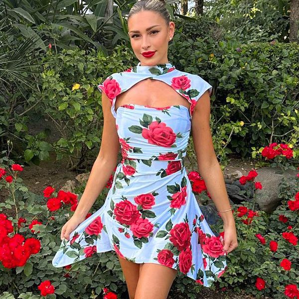 elegant flower print mini dress for women robe 2023 summer new turtleneck hollow out sleeveless bodycon short dress, Black;gray
elegant flower print mini dress for women robe 2023 summer new turtleneck hollow out sleeveless bodycon short dress, Black;gray