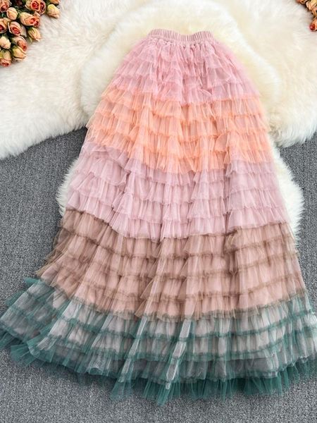 dresses tigena gradient rainbow mesh long skirt women 2022 spring korean cute beautiful high waist maxi tiered tutu tulle skirt female, Black;gray
dresses tigena gradient rainbow mesh long skirt women 2022 spring korean cute beautiful high waist maxi tiered tutu tulle skirt female, Black;gray