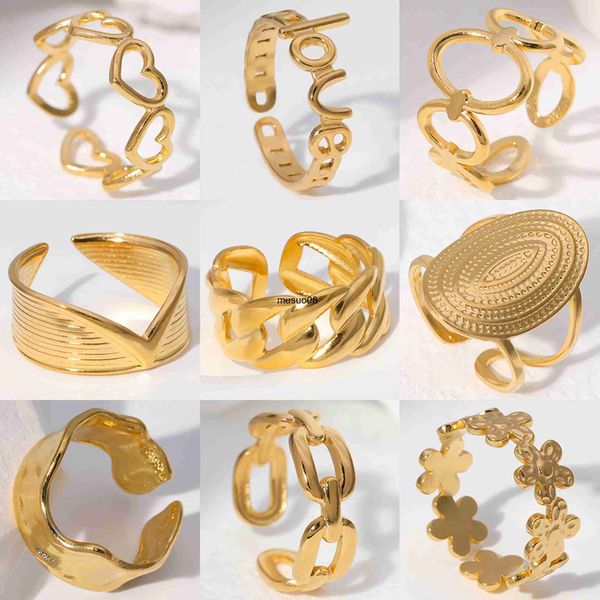 band rings trendy stainless steel rings for women flower heart adjustable finger ring fashion party jewelry geometric aesthetic open ring j2, Silver
band rings trendy stainless steel rings for women flower heart adjustable finger ring fashion party jewelry geometric aesthetic open ring j2, Silver
