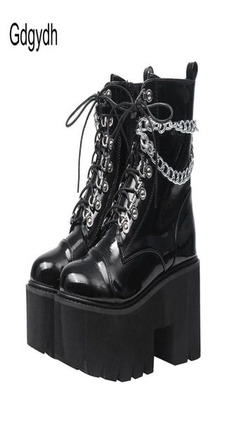 gdgydh patent leather boots gothic black women heel chain chunky heel platform female punk style ankle boot zipper3683702
gdgydh patent leather boots gothic black women heel chain chunky heel platform female punk style ankle boot zipper3683702