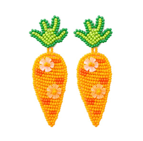 easter retro style creative accessories carrot earrings, green leaf rice pearl sequins handwoven earrings, Golden
easter retro style creative accessories carrot earrings, green leaf rice pearl sequins handwoven earrings, Golden
